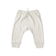 Pehr Pebble Organic Harem Pant. GOTS Certified Organic Cotton & Dyes. White with light grey stripes.