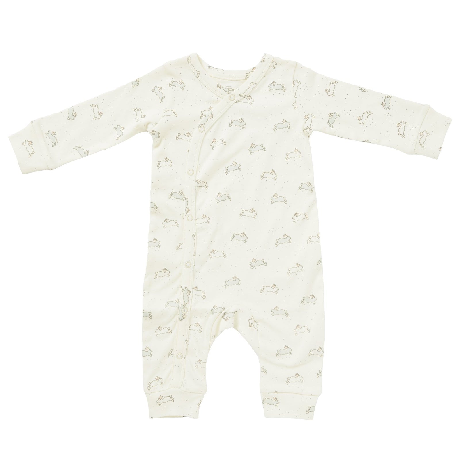 Pehr Long Sleeve  Tiny Bunny Romper. Certified organic cotton. White with bunnies.