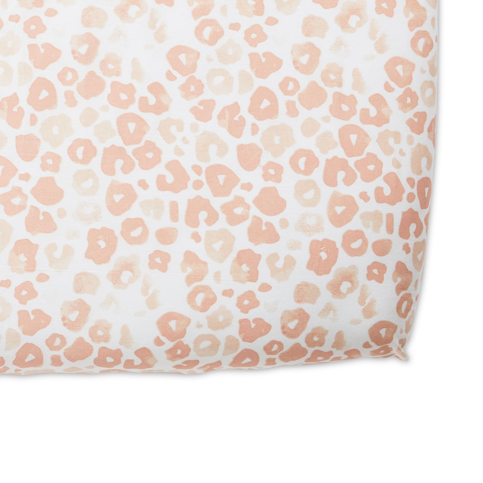 Pehr Poppy Blush Organic Crib Sheet. GOTS Certified Organic Cotton. Screen printed by hand using AZO-Free dyes. White with blush pink poppies.