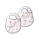 Pehr Life Aquatic Bib Set of 2. Hand printed. White with blue sea creatures line drawing print.