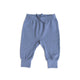 Pehr Cloud Blue Essentials Pant. GOTS Certified Organic Cotton & Dyes. Mid-tone blue pants with tie.