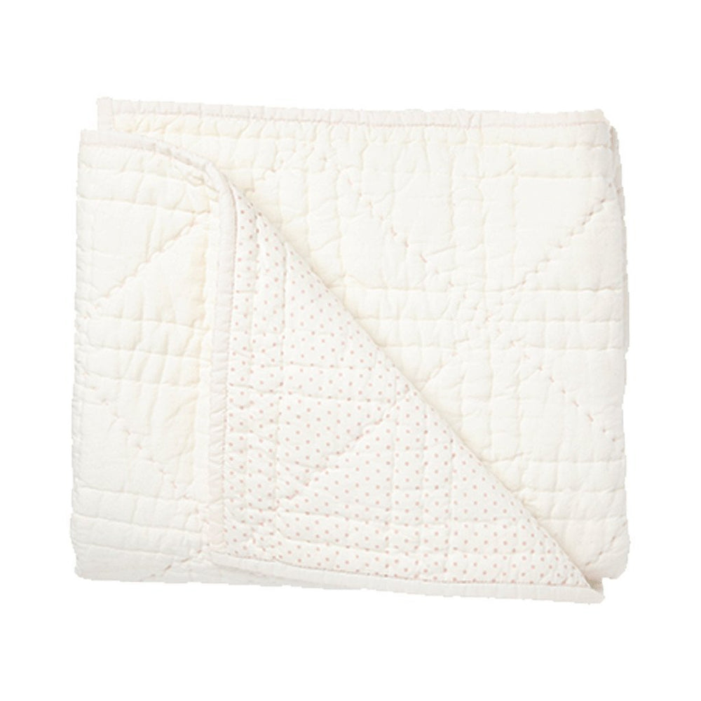 Pehr Stork Pink Blanket. 100% quilted cotton front with stitch detail.