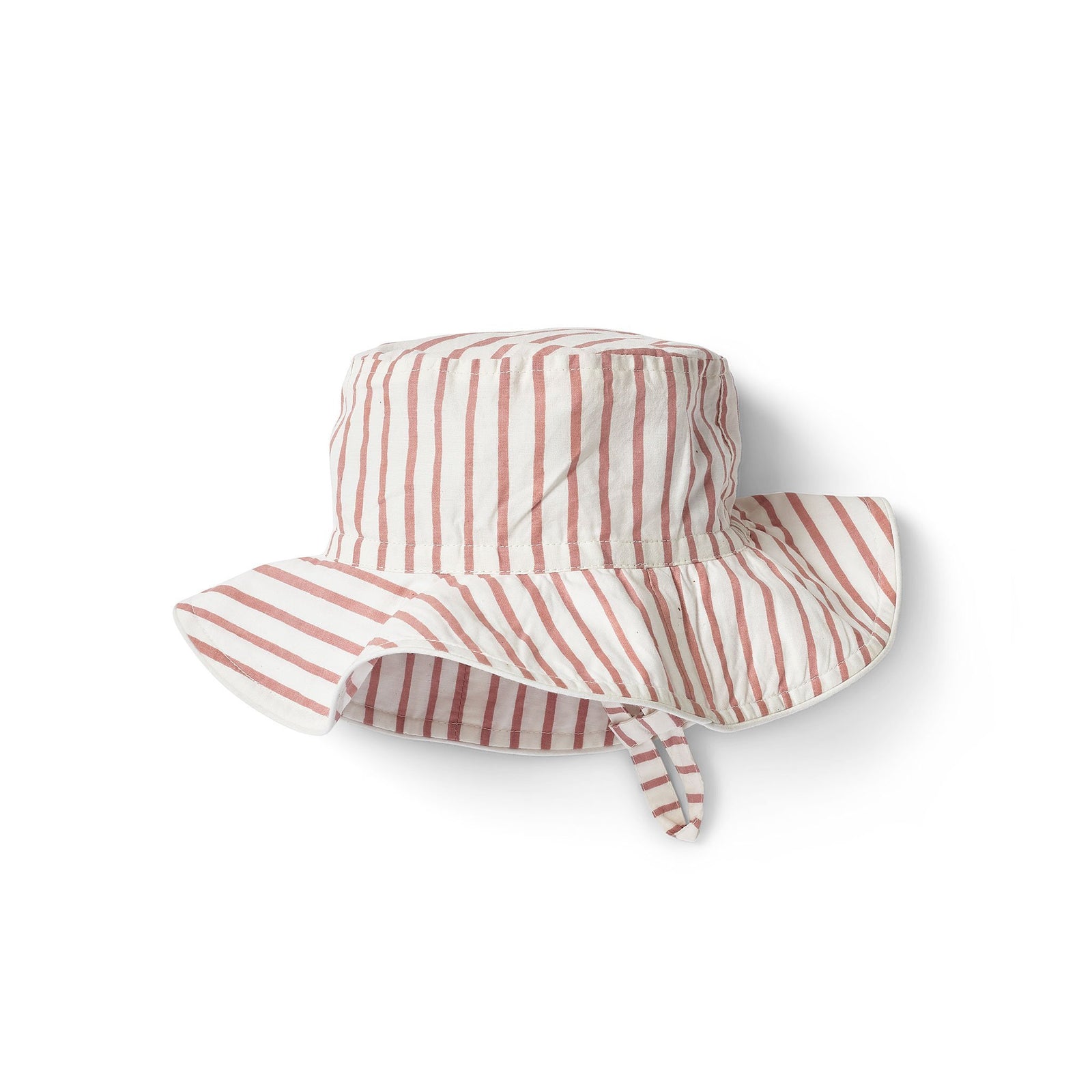 Pehr Stripes Away Dark Pink Bucket Hat. 100% organic cotton. White with dark pink stripes.