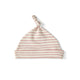 Pehr Stripes Away Dark Pink Organic Knot Hat. GOTS Certified Organic Cotton & Dyes. White with dark pink stripes.