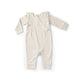 Pehr Long Sleeve Stripes Away Petal w/Ruffle Romper. Certified organic cotton. White with pink stripes.