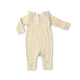 Pehr Long Sleeve Stripes Away Marigold w/Ruffle Romper. Certified organic cotton. White with gold stripes.