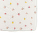 Pehr Strawberry Fields Organic Crib Sheet. GOTS Certified Organic Cotton. Screen printed by hand using AZO-Free dyes. White with Pink and Yellow Strawberries.
