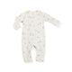 Pehr Long Sleeve Just Hatched Romper. Certified organic cotton. White with animals.