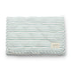Pehr Deep Sea Organic On The Go Travel Change Pad folded. GOTS Certified Organic Cotton & Dyes. White with blue stripes.